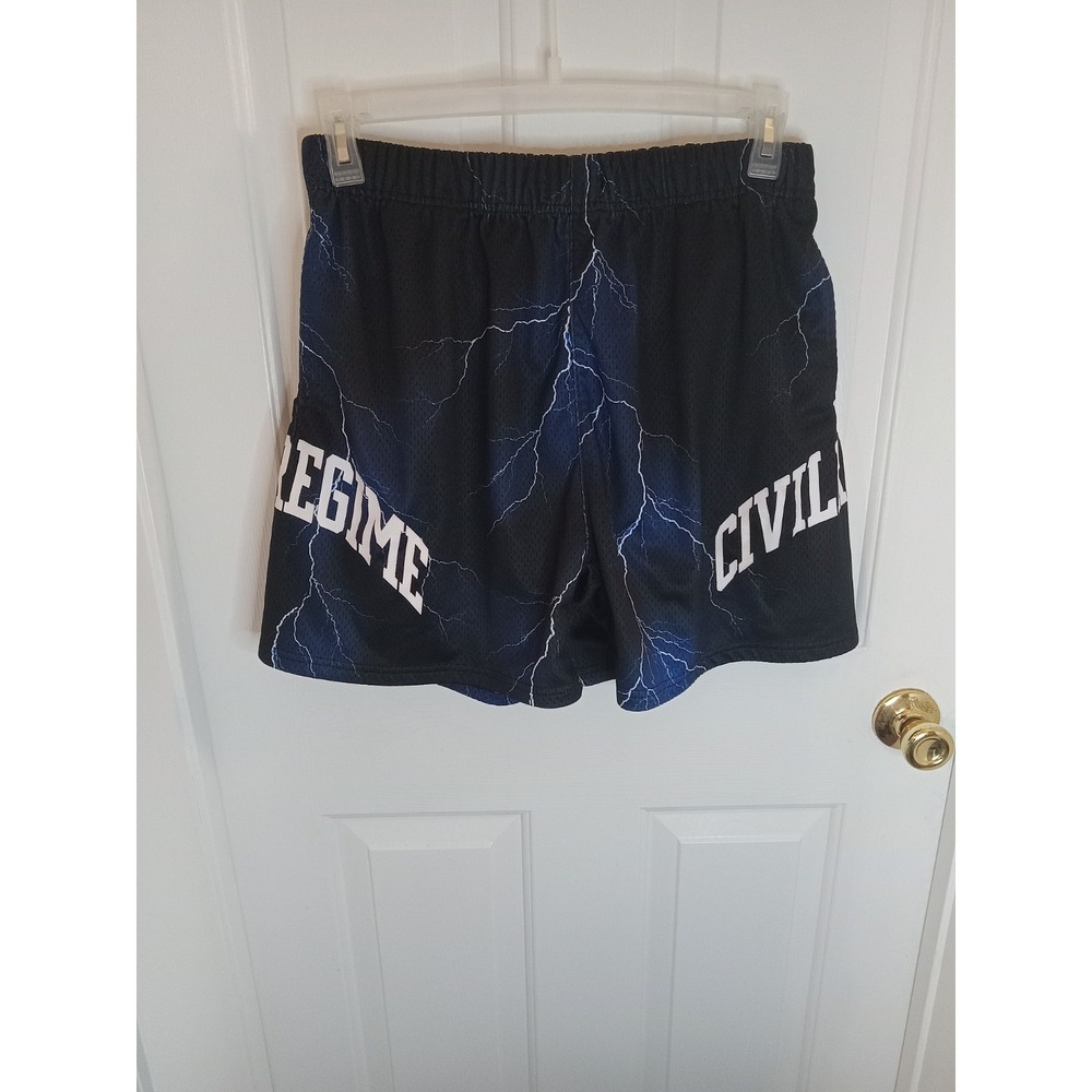 CIVIL‎ REGIME Heavy Mesh Shorts Mens Medium Blue Lighting  Missing Drawstring 5"